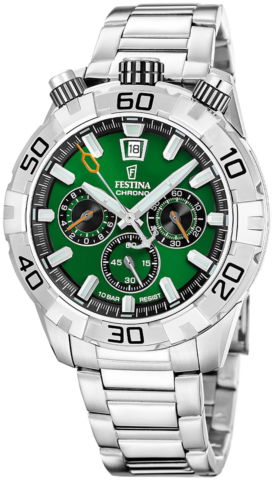 Festina Herreklokke F20743-2 Chrono Grønn/Stål Ø45 mm