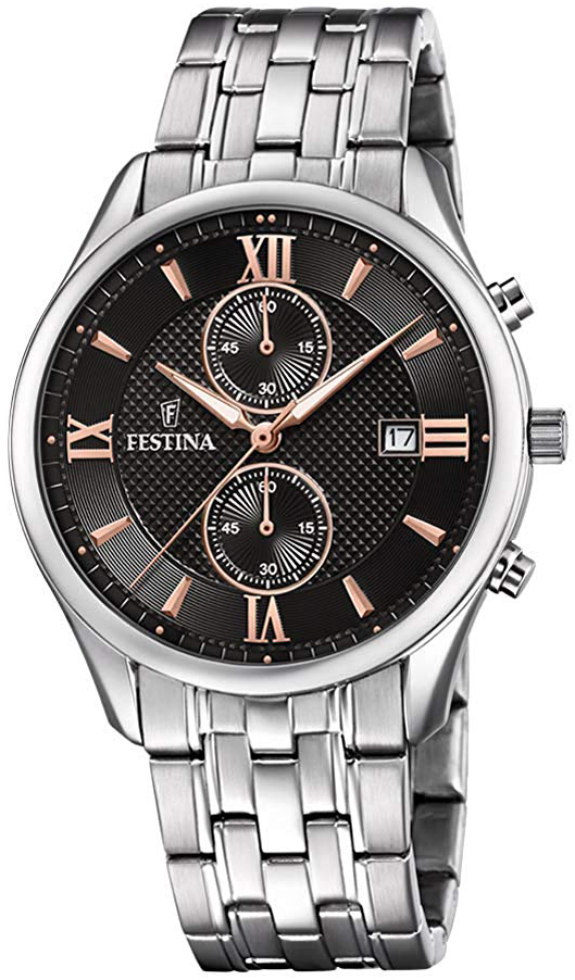 Festina Herreklokke F6854-7 Sort/Stål Ø42 mm
