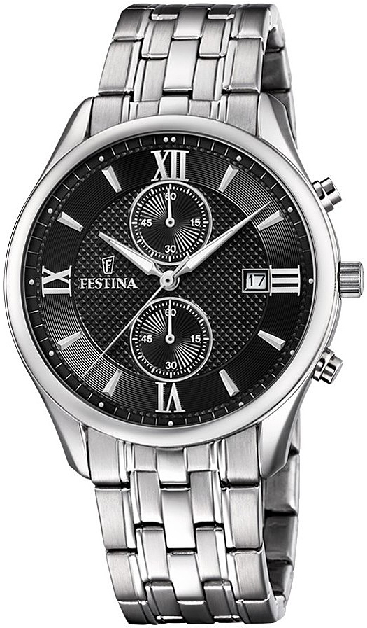 Festina Herreklokke F6854-8 Timeless Sort/Stål Ø42 mm