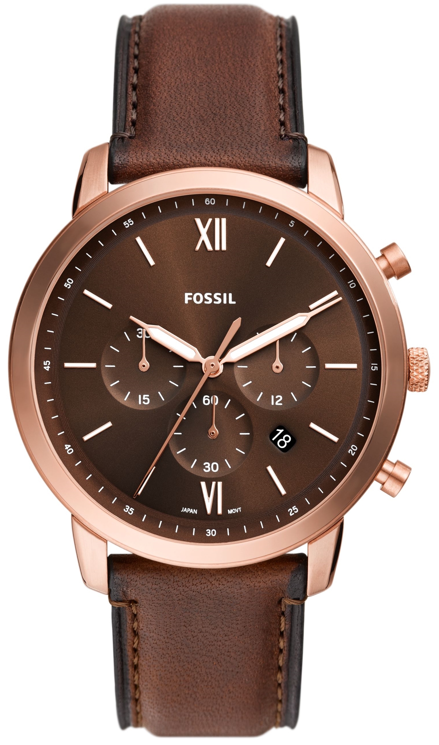 Fossil Herreklokke FS6026 Neutra Brun/Lær Ø44 mm