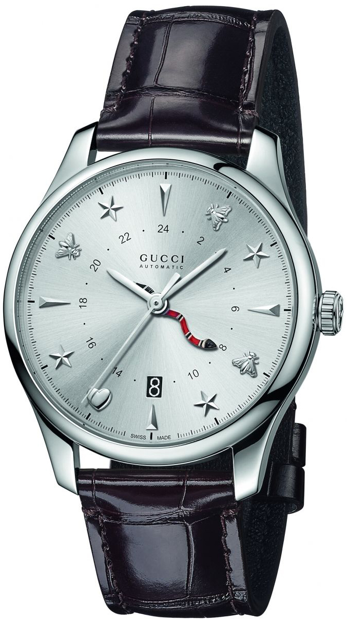 Gucci G-Timeless Herreklokke YA126332 Sølvfarget/Lær Ø40 mm - Gucci