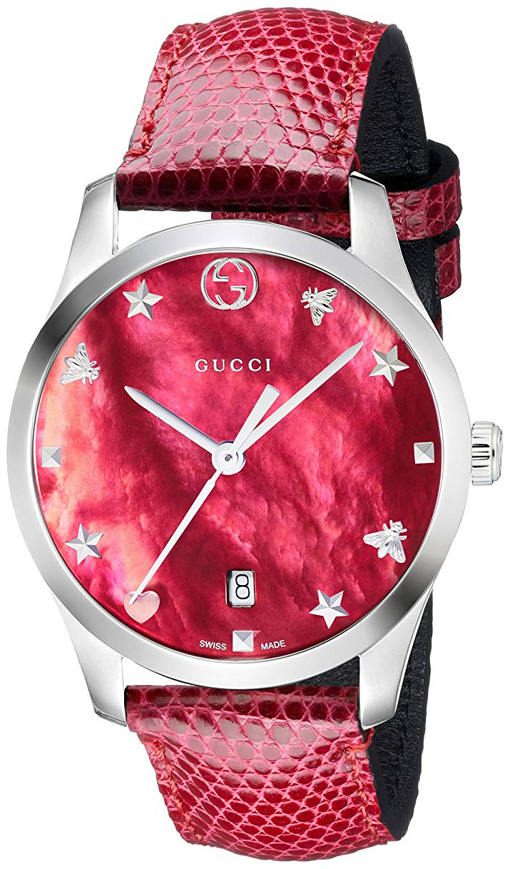 Gucci G-Timeless YA1264041 Rød/Lær Ø36 mm - Gucci