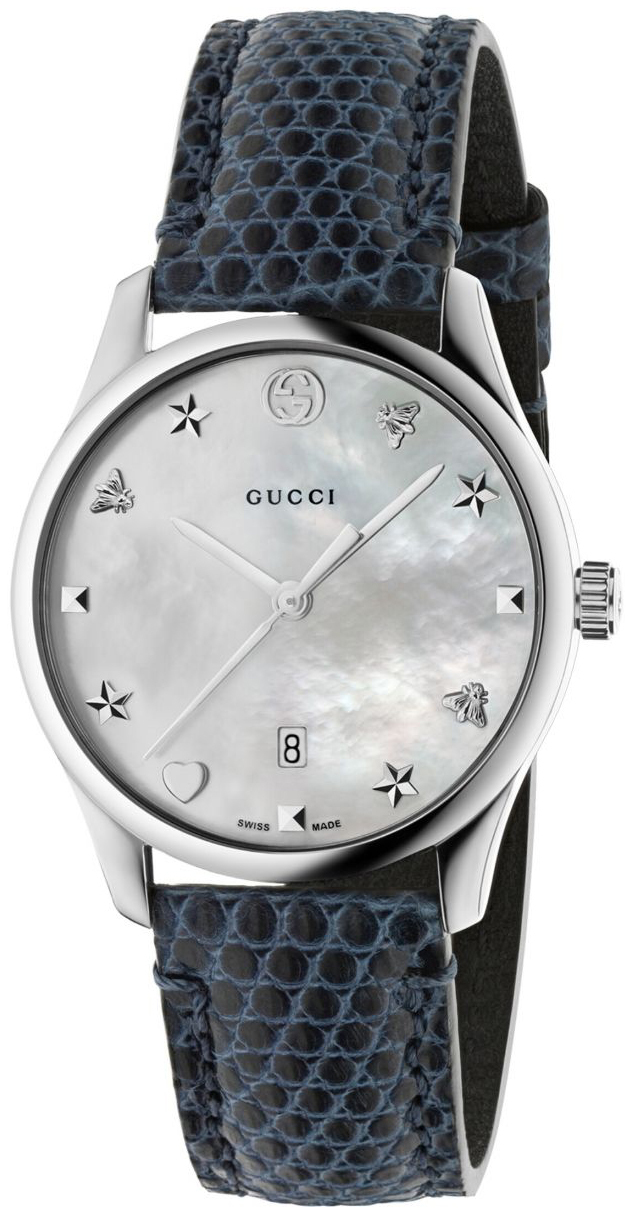 Gucci G-Timeless YA1264049 Sølvfarget/Lær Ø36 mm