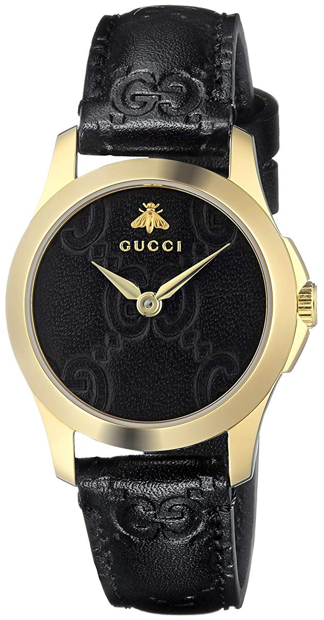 Gucci G-Timeless Dameklokke YA126581 Sort/Lær Ø27 mm