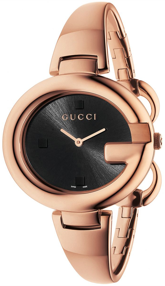 Gucci Guccissima Dameklokke YA134305 Sort/Rose-gulltonet stål Ø36 mm