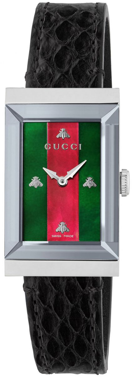 Gucci G- Frame Dameklokke YA147403 Flerfarget/Lær