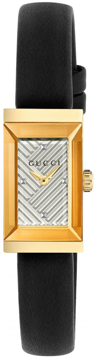 Gucci G- Frame Dameklokke YA147506 Sølvfarget/Lær