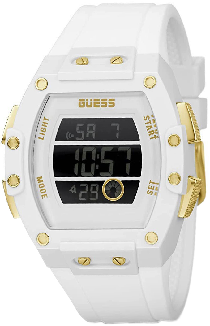 Guess Herreklokke GW0340G1 Tonneau Hvit/Gummi Ø45 mm