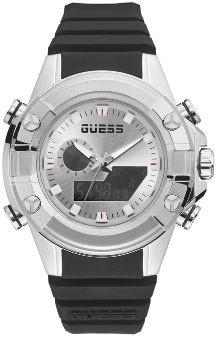 Guess Herreklokke GW0341G1 G Force Sølvfarget/Gummi Ø47 mm