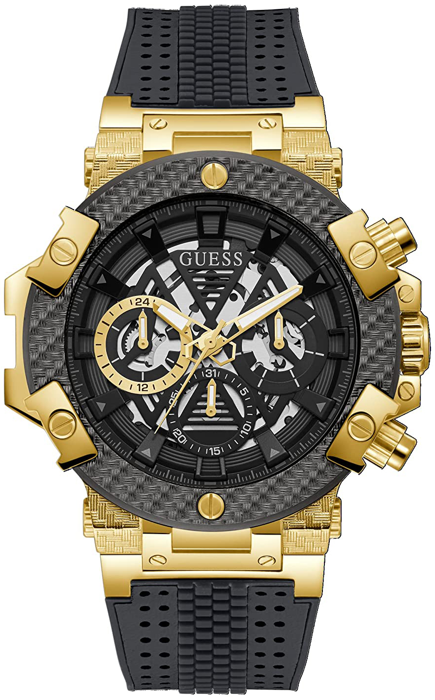 Guess Herreklokke GW0486G2 Skjelettkuttet/Gummi Ø46 mm