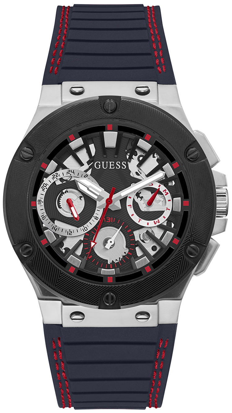 Guess Herreklokke GW0487G1 Circuit Sort/Gummi Ø44 mm