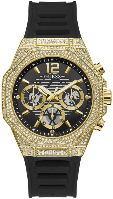 Guess Herreklokke GW0518G2 Momentum Sort/Gummi Ø44 mm