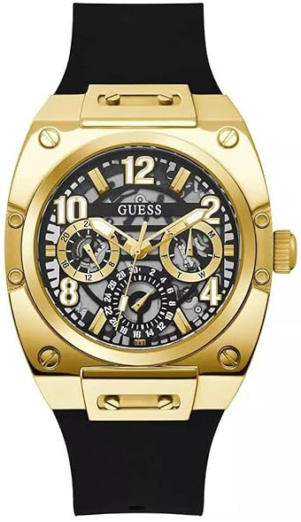 Guess Herreklokke GW0569G2 Multifunction Skjelettkuttet/Gummi Ø43 mm