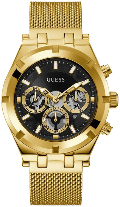 Guess Herreklokke GW0582G2 Continental Sort/Gulltonet stål Ø44 mm
