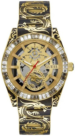 Guess Herreklokke GW0649G1 Multifunction Skjelettkuttet/Gulltonet