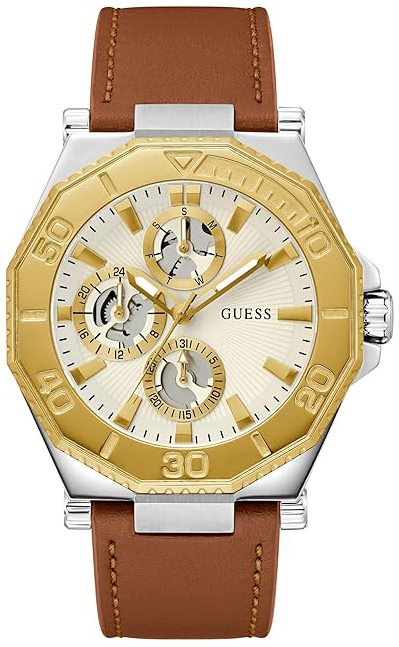 Guess Herreklokke GW0704G1 Prime Sølvfarget/Lær Ø46.2 mm