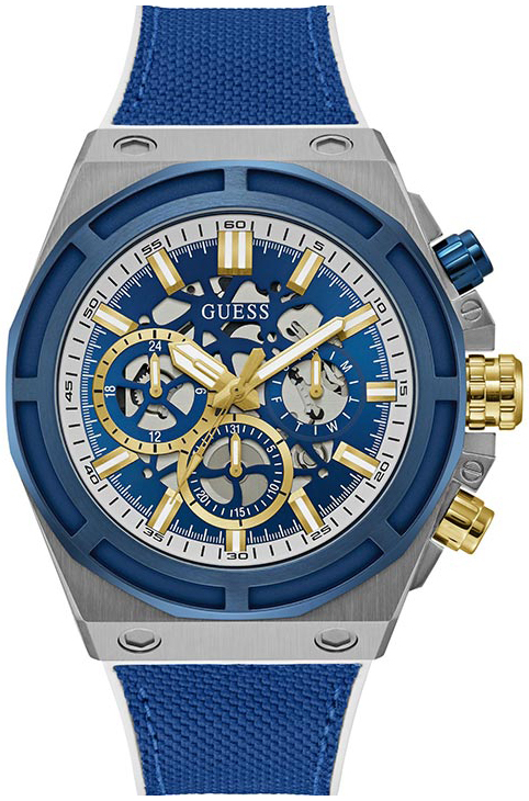 Guess Herreklokke GW0713G1 Masterpiece Blå/Lær Ø46 mm