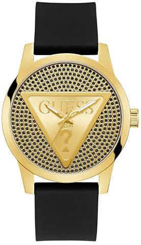 Guess Herreklokke GW0916G1 Badge Gull/Gummi Ø44 mm