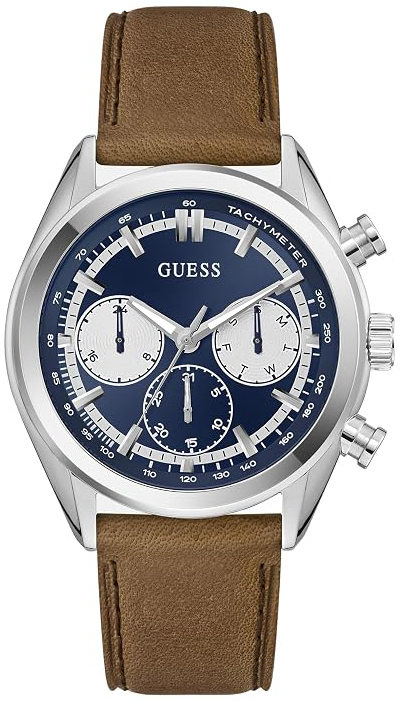 Guess Herreklokke GW0972G1 Multifunction Blå/Lær Ø44 mm