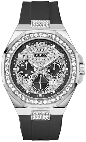 Guess Herreklokke GW1002G1 Empire Sort/Gummi Ø46 mm