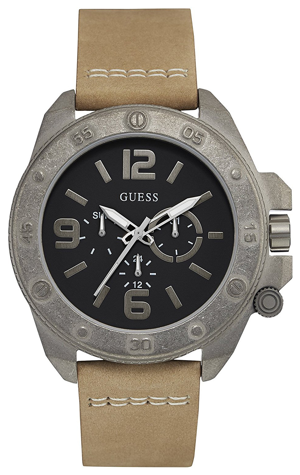Guess Herreklokke W0659G4 Viper Sort/Lær Ø45 mm
