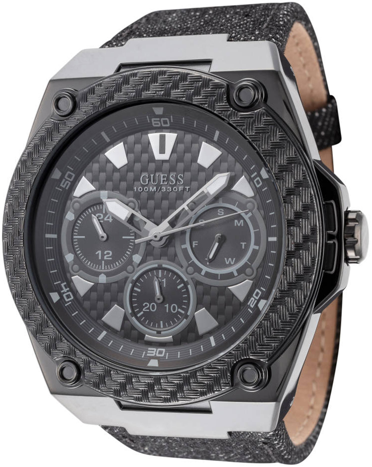 Guess Herreklokke W1058G3 Sort/Lær Ø45 mm