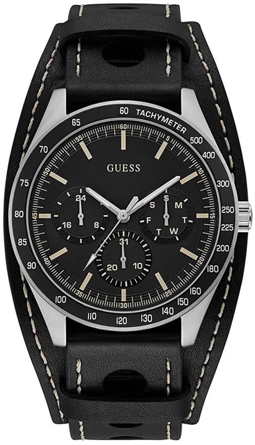 Guess Herreklokke W1100G1 Montana Sort/Lær Ø45 mm