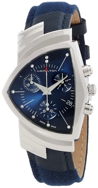 Hamilton Herreklokke H24432941 Ventura Chrono Blå/Lær 50x32 mm