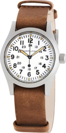 Hamilton Herreklokke H69439511 Khaki Field Hvit/Lær Ø38 mm