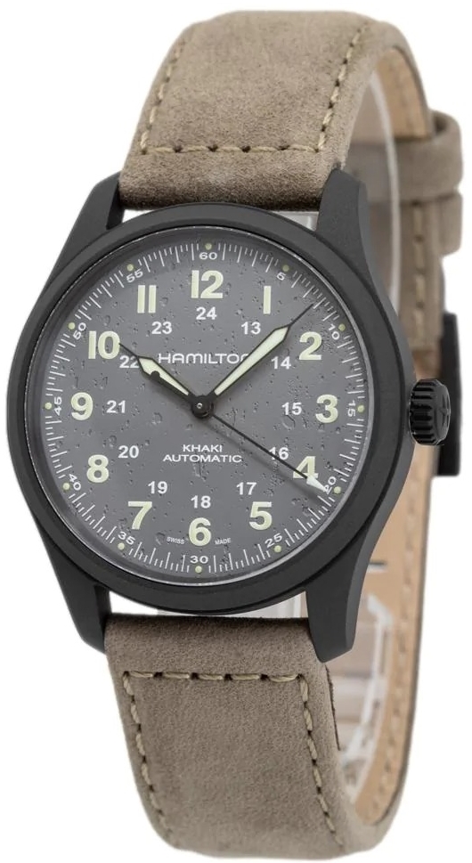 Hamilton Herreklokke H70215880 Khaki Field Grå/Lær Ø38 mm