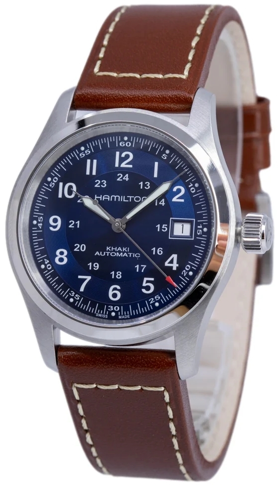Hamilton Herreklokke H70455540 Khaki Field Blå/Lær Ø38 mm