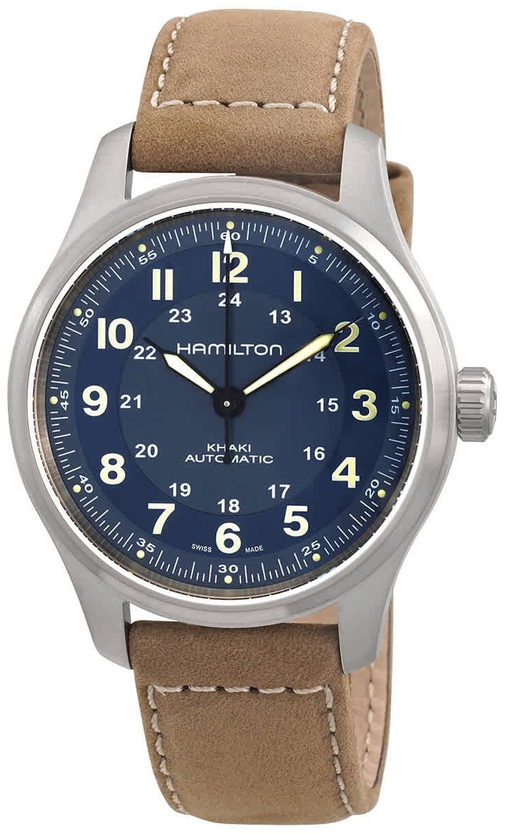Hamilton Herreklokke H70545540 Khaki Field Blå/Lær Ø42 mm