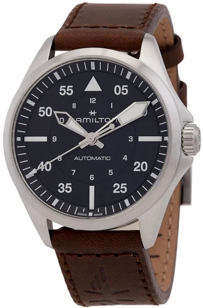 Hamilton Herreklokke H76305530 Khaki Aviation Pilot Auto Sort/Lær