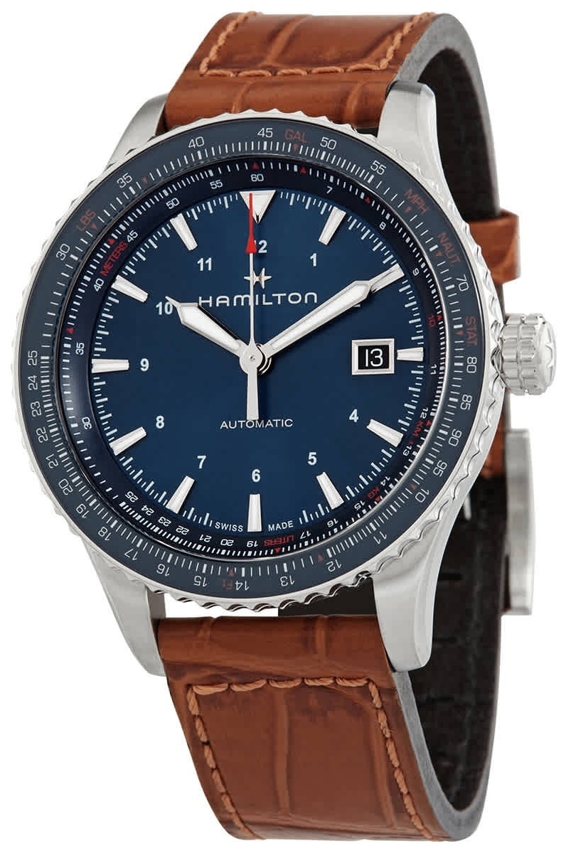 Hamilton Herreklokke H76645540 Khaki Aviation Blå/Lær Ø42 mm