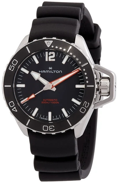 Hamilton Herreklokke H77455330 Khaki Navy Frogman Sort/Gummi Ø41 mm