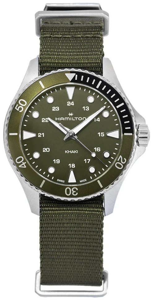 Hamilton Herreklokke H82241961 Khaki Navy Scuba Grønn/Tekstil Ø37 mm