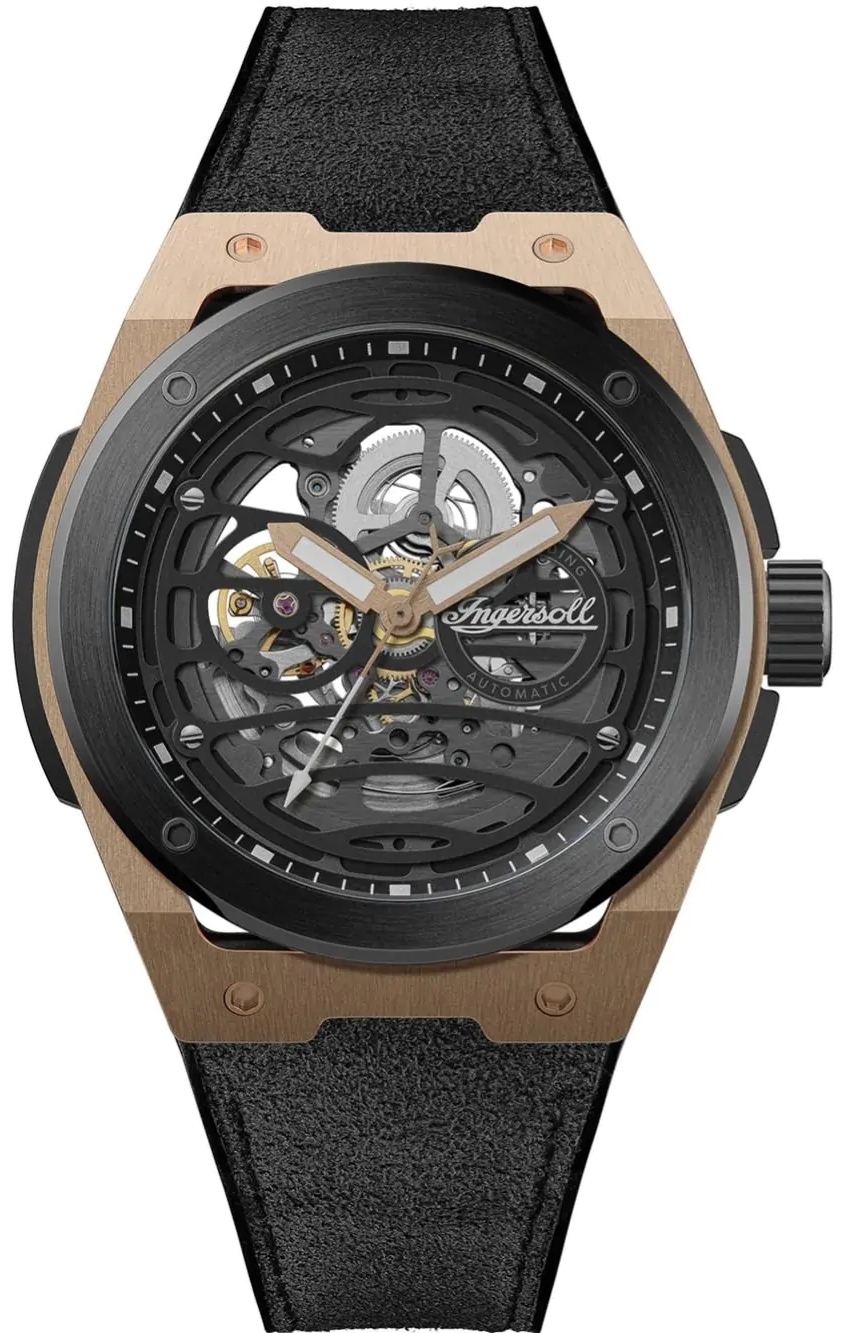 Ingersoll Herreklokke I15202 The Springfield Sort/Lær Ø47 mm