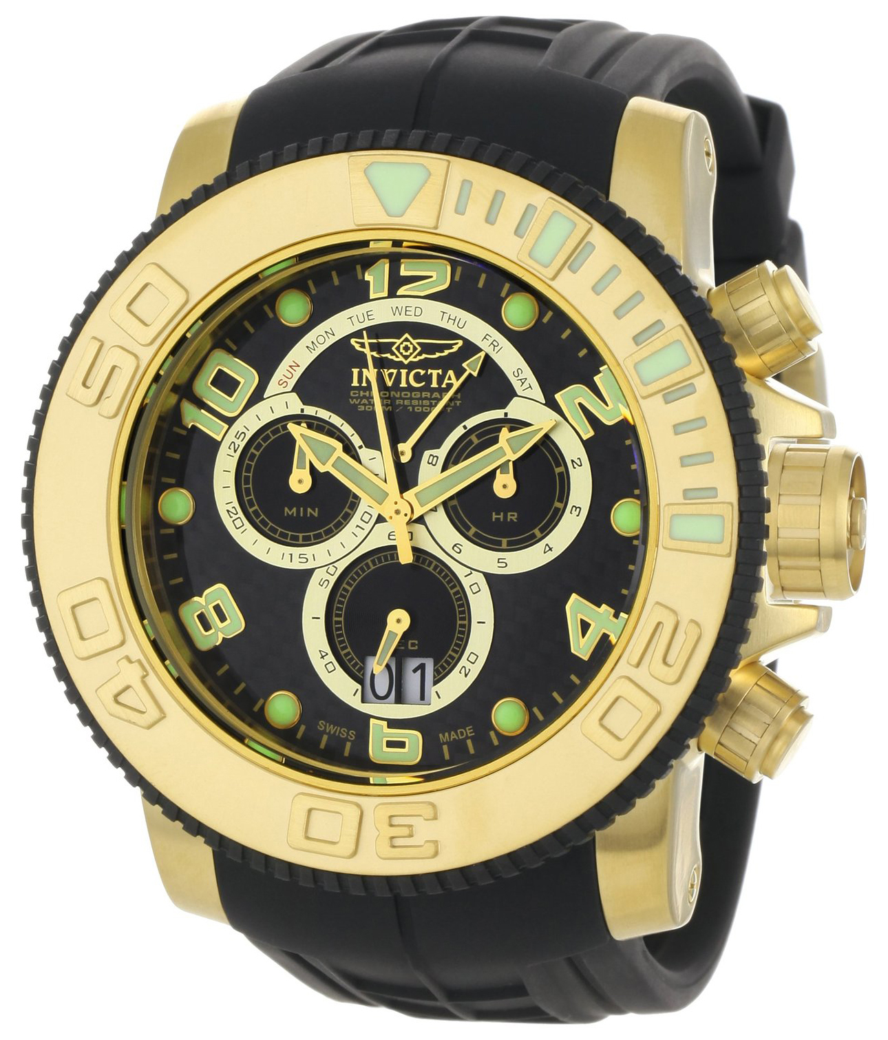 Invicta Pro Diver Herreklokke 0415 Sort/Gummi Ø57 mm - Invicta