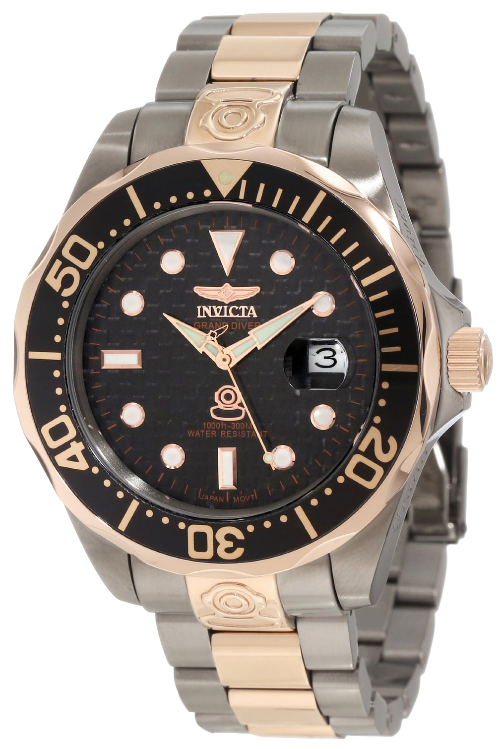 Invicta Pro Diver Herreklokke 10643 Sort/Rose-gulltonet stål Ø46 mm - Invicta