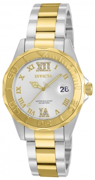 Invicta Pro Diver Dameklokke 12852 Sølvfarget/Gulltonet stål Ø38 mm - Invicta