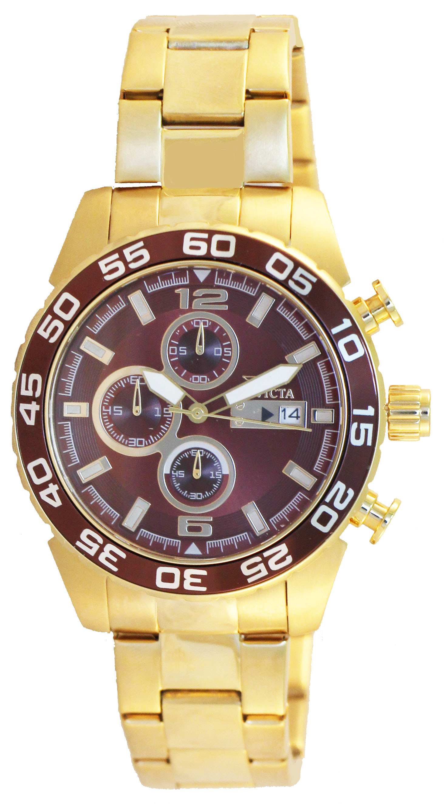 Invicta Specialty Herreklokke 13676 Brun/Gulltonet stål Ø46 mm - Invicta