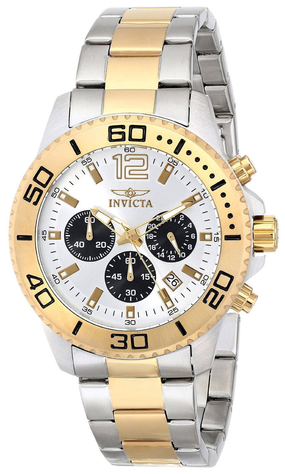 Invicta Pro Diver Herreklokke 17399 Sølvfarget/Gulltonet stål Ø45 - Invicta