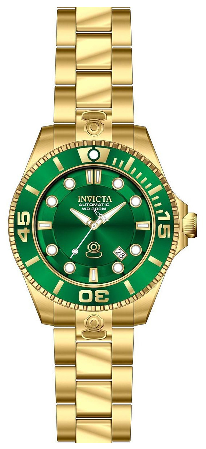 Invicta Pro Diver Herreklokke 19805 Grønn/Gulltonet stål Ø47 mm - Invicta