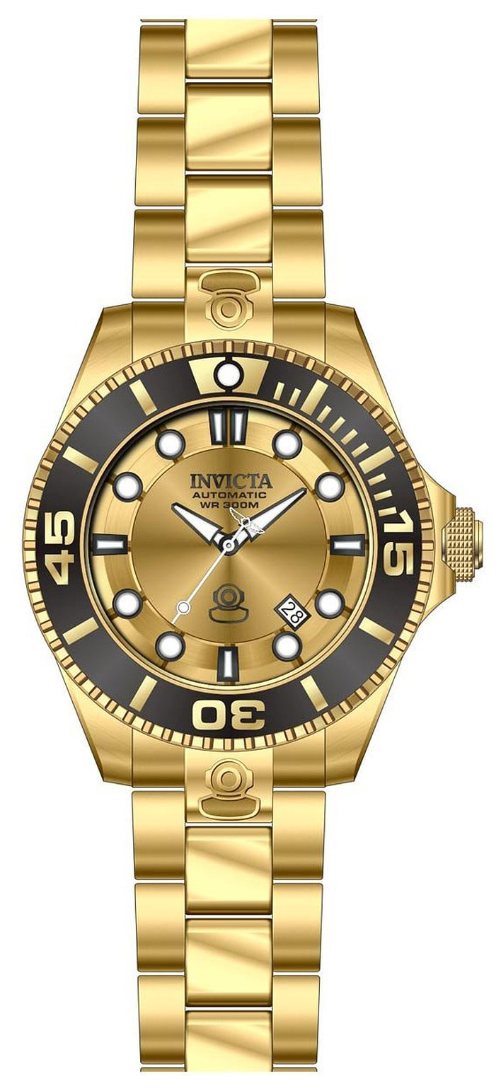 Invicta Pro Diver Herreklokke 19807 Gulltonet/Gulltonet stål Ø47 mm - Invicta