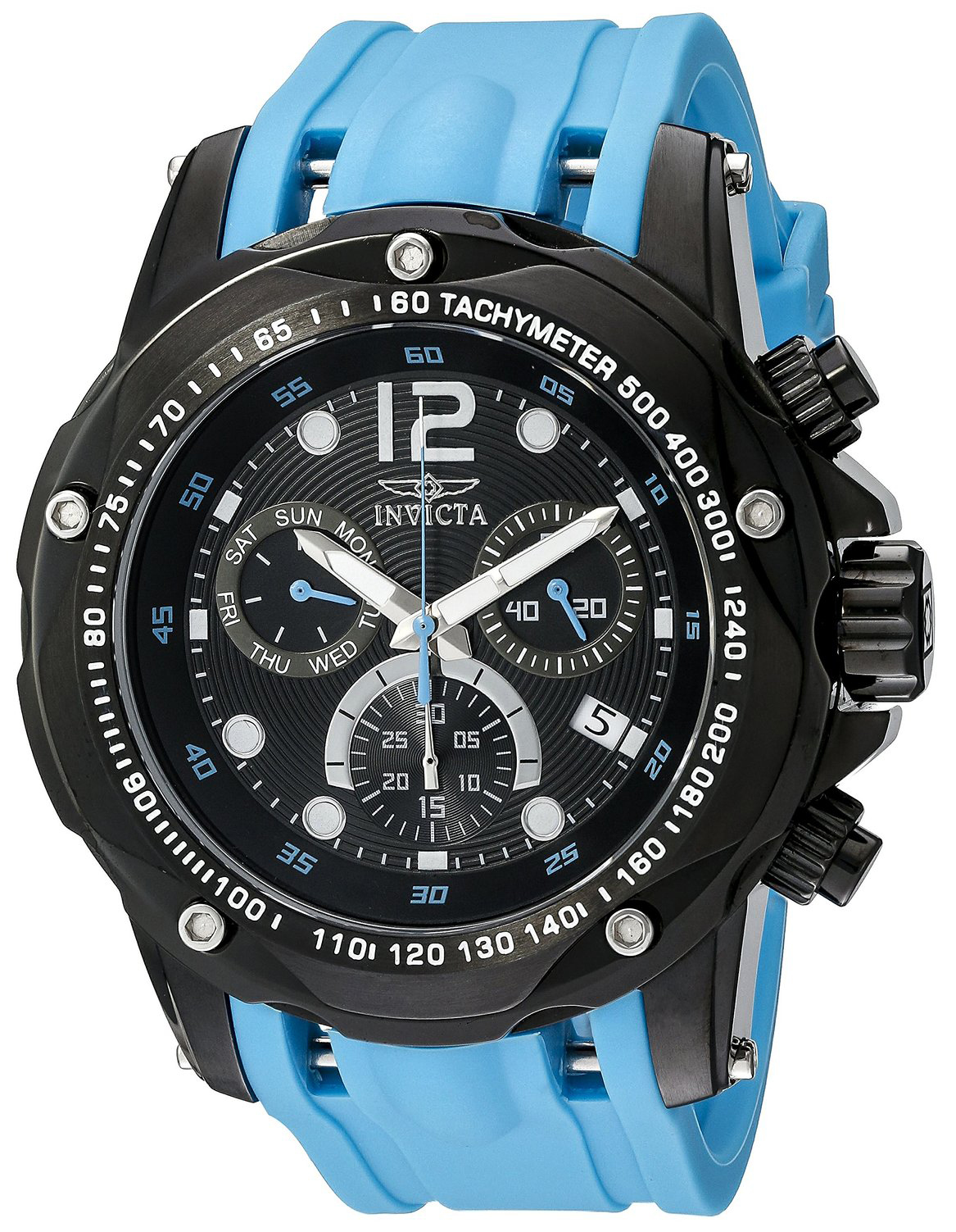 Invicta Herreklokke 20075 Speedway Sort/Gummi Ø51 mm
