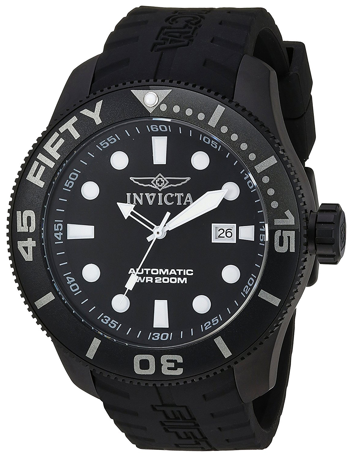 Invicta 99999 Herreklokke 20521 Sort/Gummi Ø50 mm - Invicta