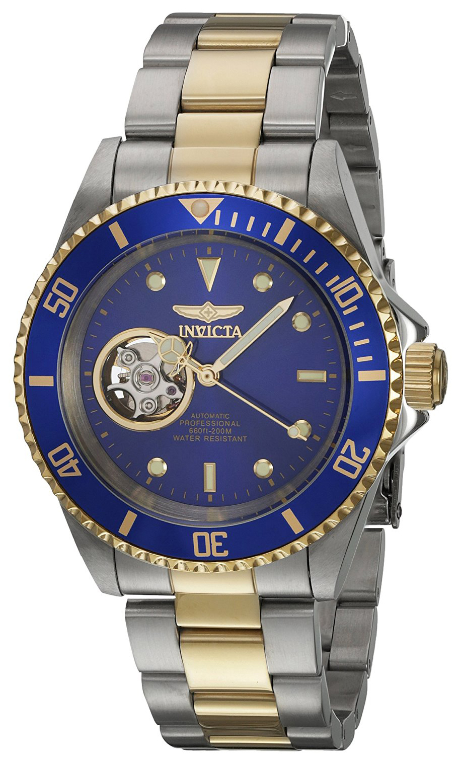 Invicta Pro Diver Herreklokke 21719 Blå/Gulltonet stål Ø40 mm - Invicta