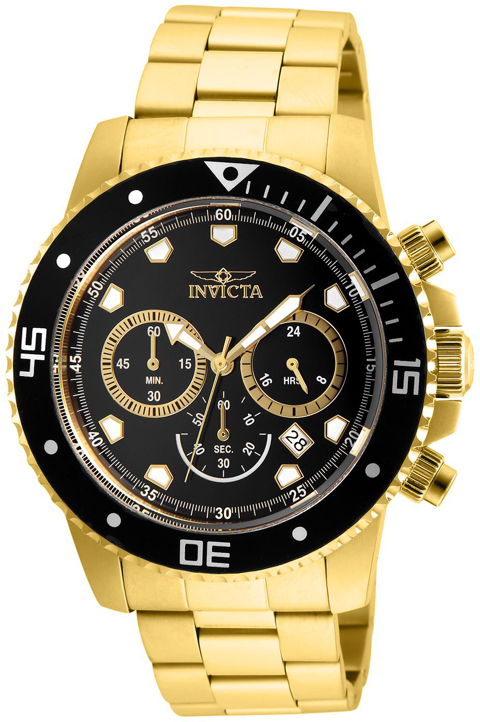 Invicta Pro Diver Herreklokke 21893 Sort/Gulltonet stål Ø45 mm - Invicta