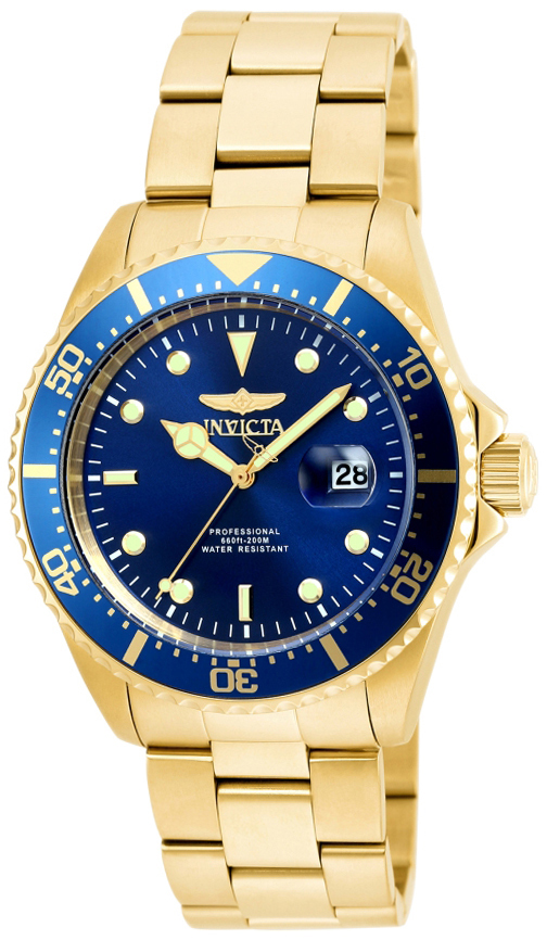 Invicta Pro Diver Herreklokke 22063 Blå/Gulltonet stål Ø43 mm - Invicta