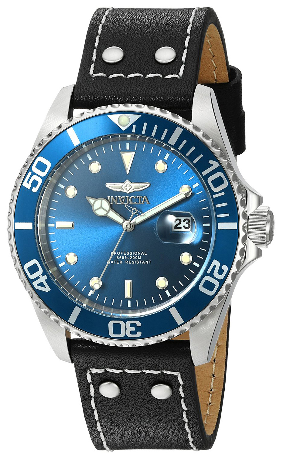 Invicta Pro Diver Herreklokke 22068 Blå/Lær Ø43 mm - Invicta